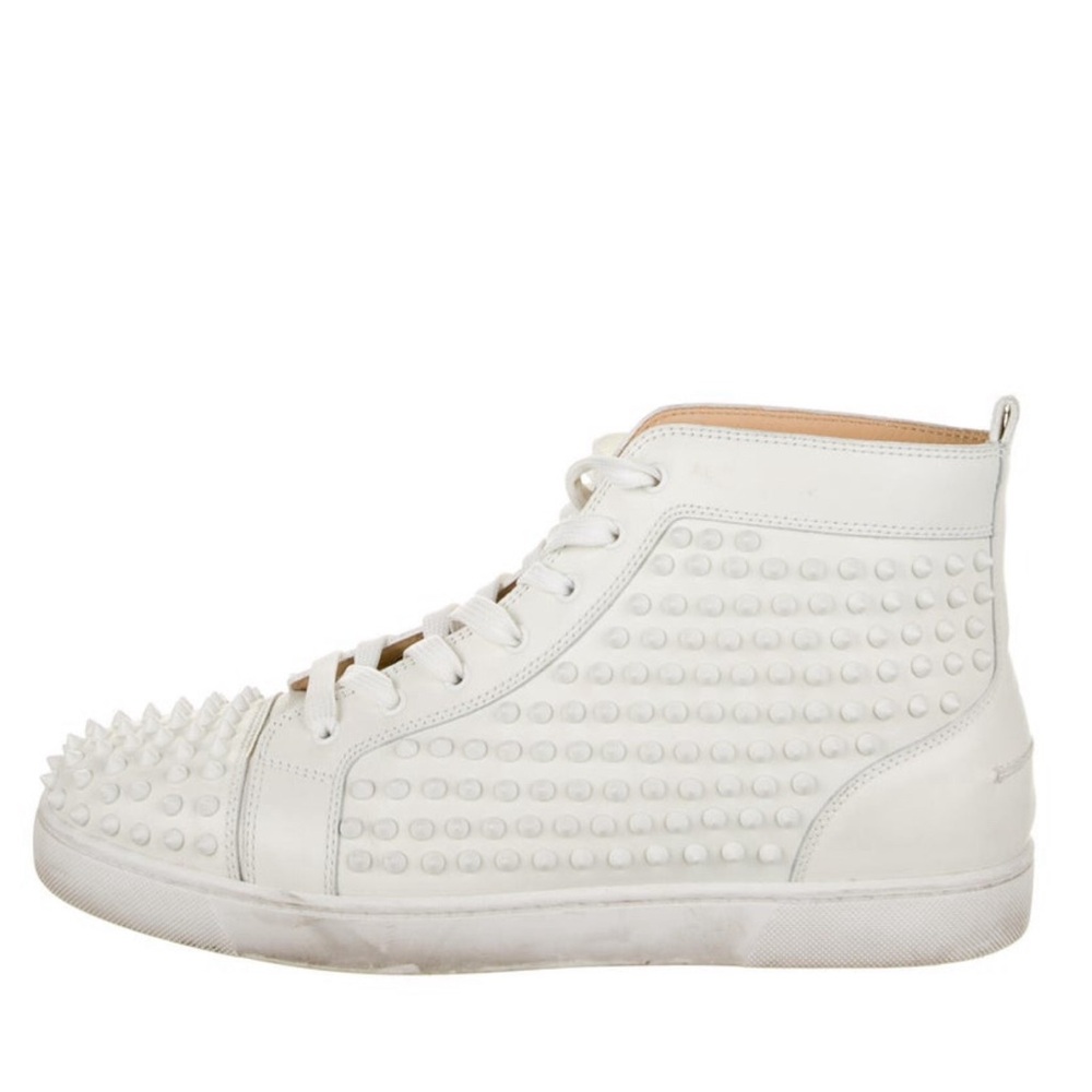 Christian Louboutin Spike Accents Leather High Top Sneakers